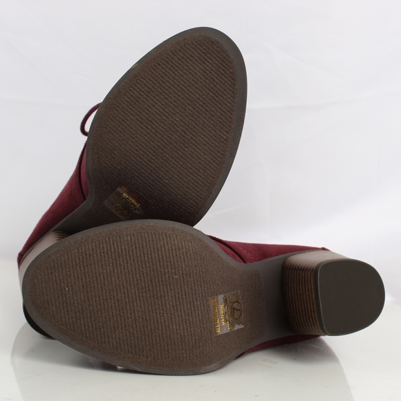 Vino Faux Suede Lace Up Stacked Heel Ankle Boot - Picture 6 of 8